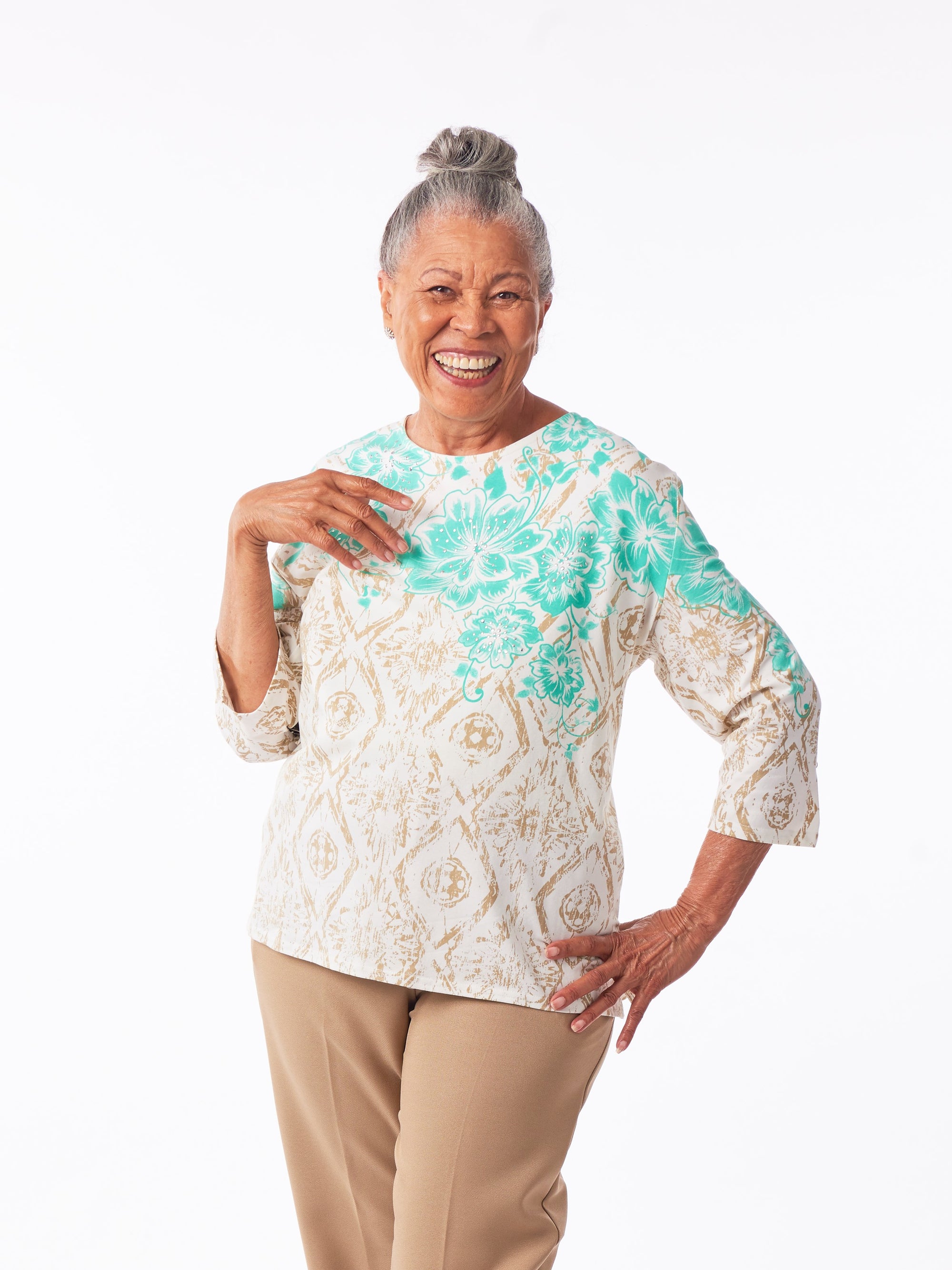 3/4 Sleeve Printed Tops