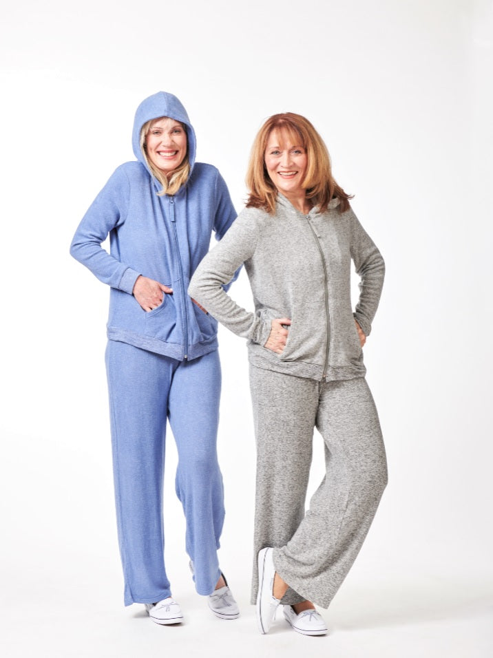 zipper hoody with elastic waist pants, women's hooded  track suit