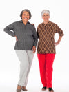 Women's long sleeve and 3/4 sleeve elastic waist jacquard outfits