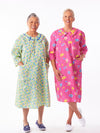 ladies adaptive 3/4 sleeve duster with back snaps and assorted prints