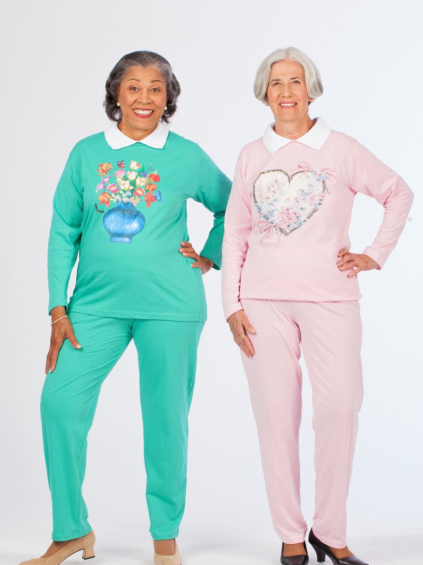 Long Sleeve women's knit outfit with elastic waist pants