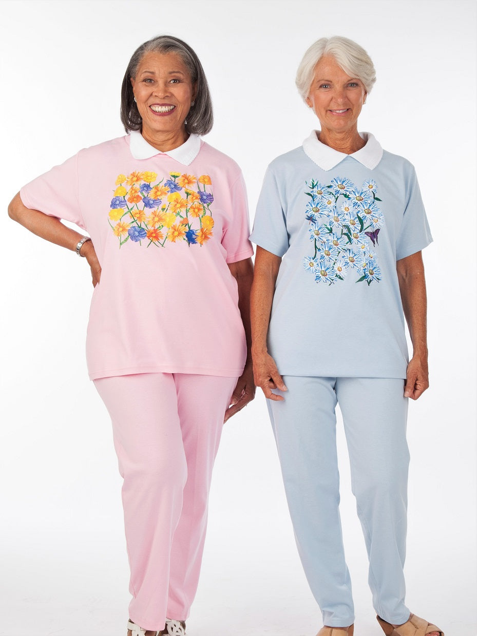 Women's Short Sleeve Screen Printed Knit Outfit