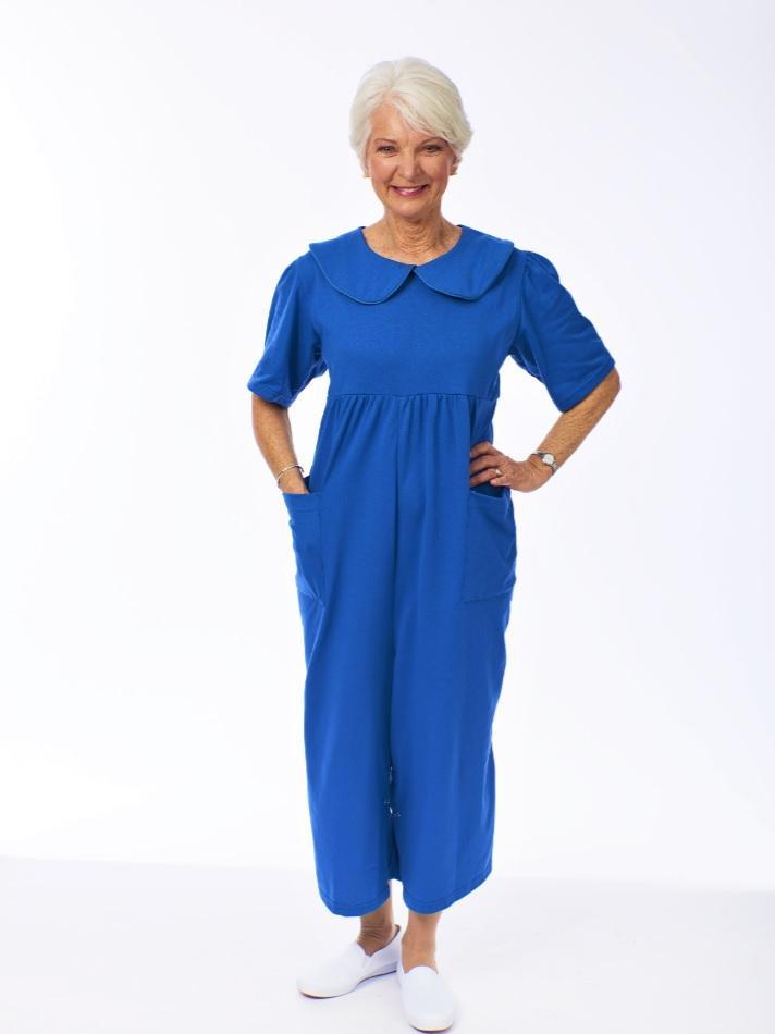 Culotte Jumpsuit, back zip soft knit jumpsuit