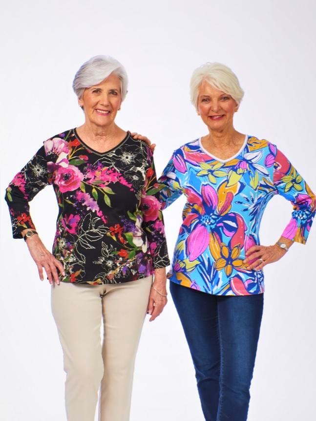 Women's Adaptive 3/4 Sleeve Block Print Blouses