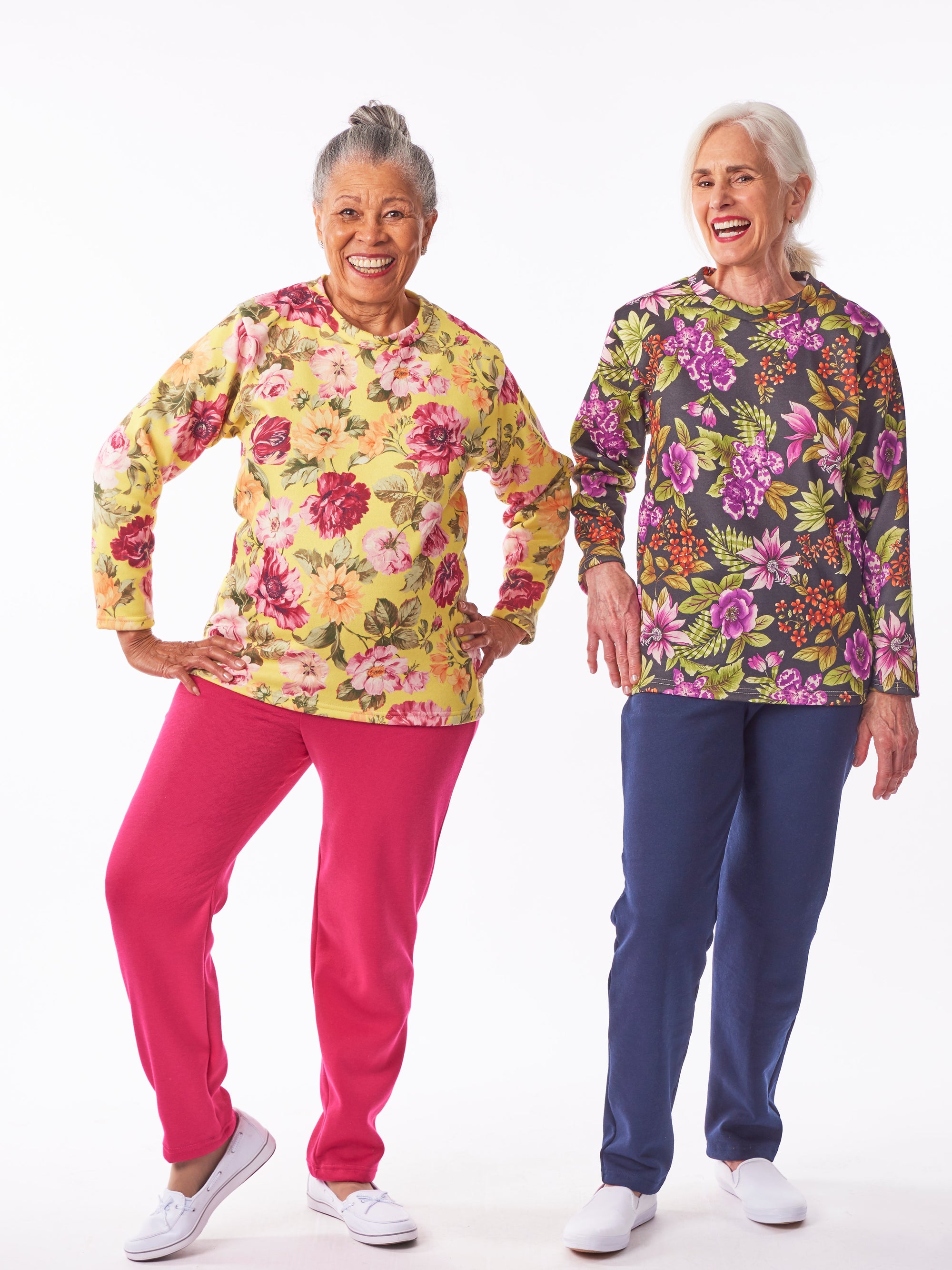 Printed Fleece Outfits with solid color elastic waist pants